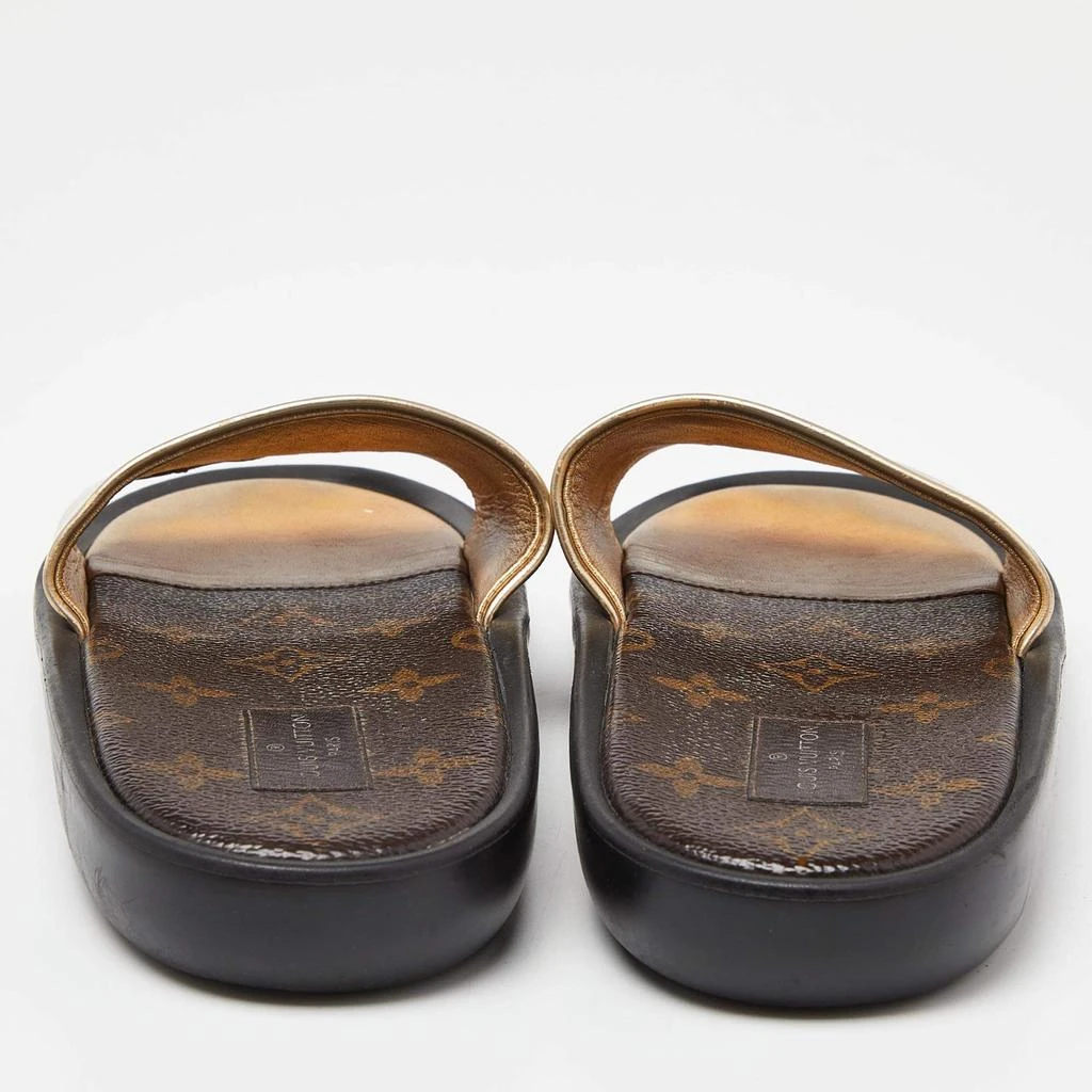Louis Vuitton Louis Vuitton Gold Leather Sunbath Flat Slides Size 36 5