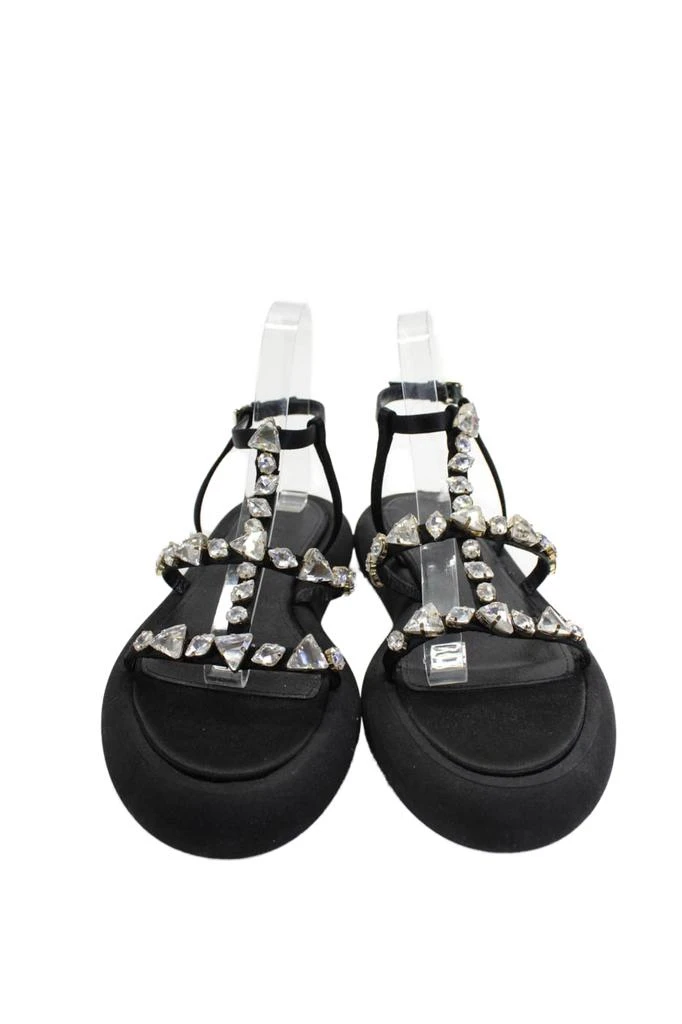 Giambattista Valli Womens Black Crystal Embellished Platform Sandals Shoes 2