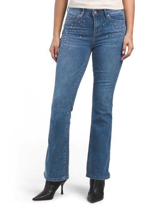 Nicole Miller Embellished Bootcut Denim Jeans