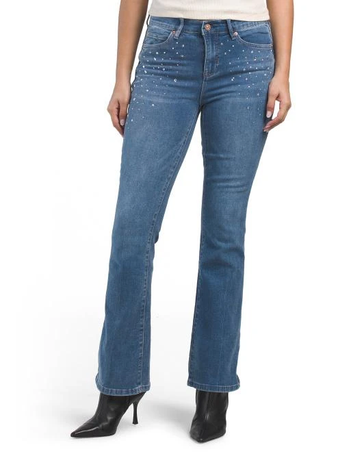 Nicole Miller Embellished Bootcut Denim Jeans 1