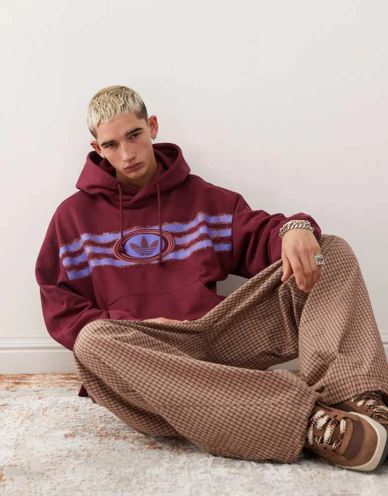 Adidas adidas Originals graphic hoodie in burgundy 1