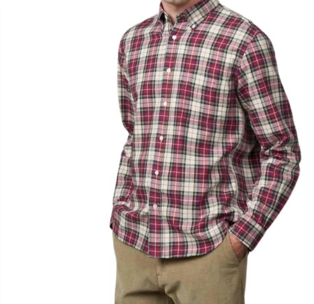 Hartford Pitt Flannel Button Down Shirt In Red 1