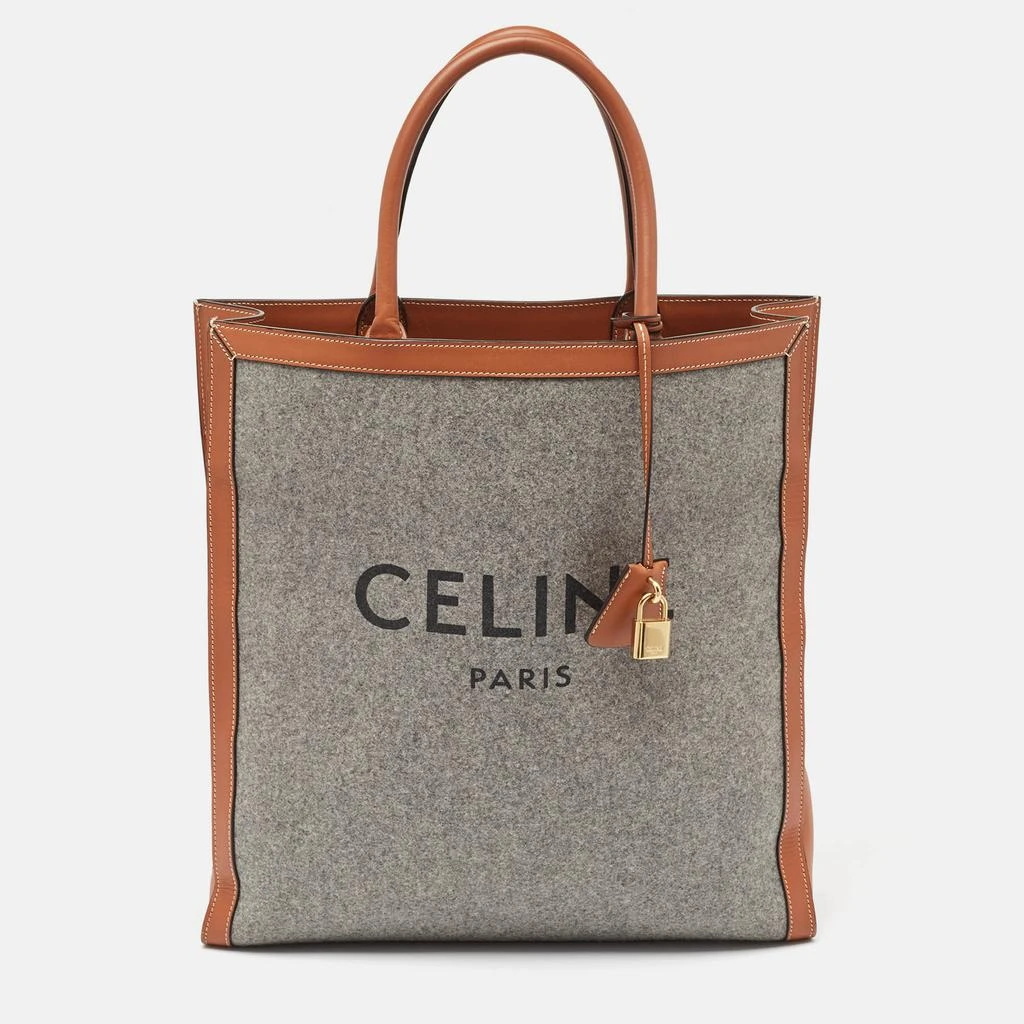 Celine Celine Brown/Grey Wool Large Vertical Cabas Tote 1