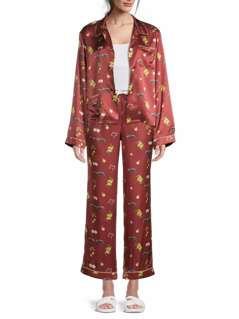 MORGAN LANE Chantal Printed Satin Drawstring Pants 2