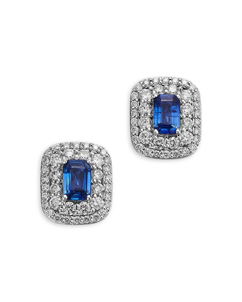 Bloomingdale
s Fine Collection Sapphire 
Diamond Double Halo Statement Stud Earrings in 14K White Gold 1