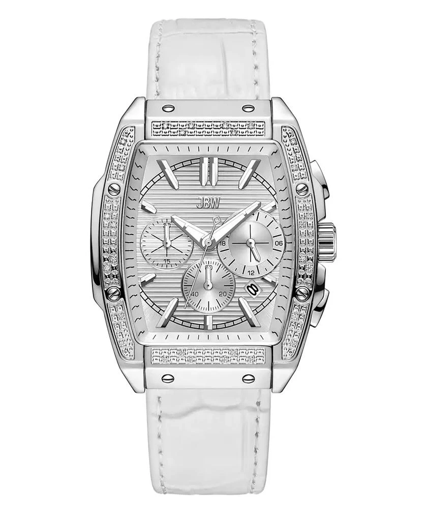 Jbw Men's Echelon Chronograph White Genuine Calf Leather Watch 1