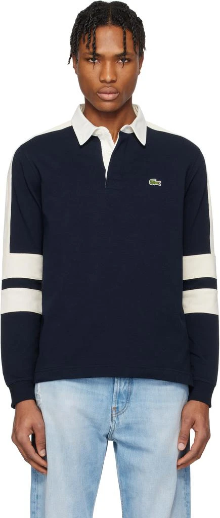 Lacoste Navy & White Colorblock Rugby Polo 1