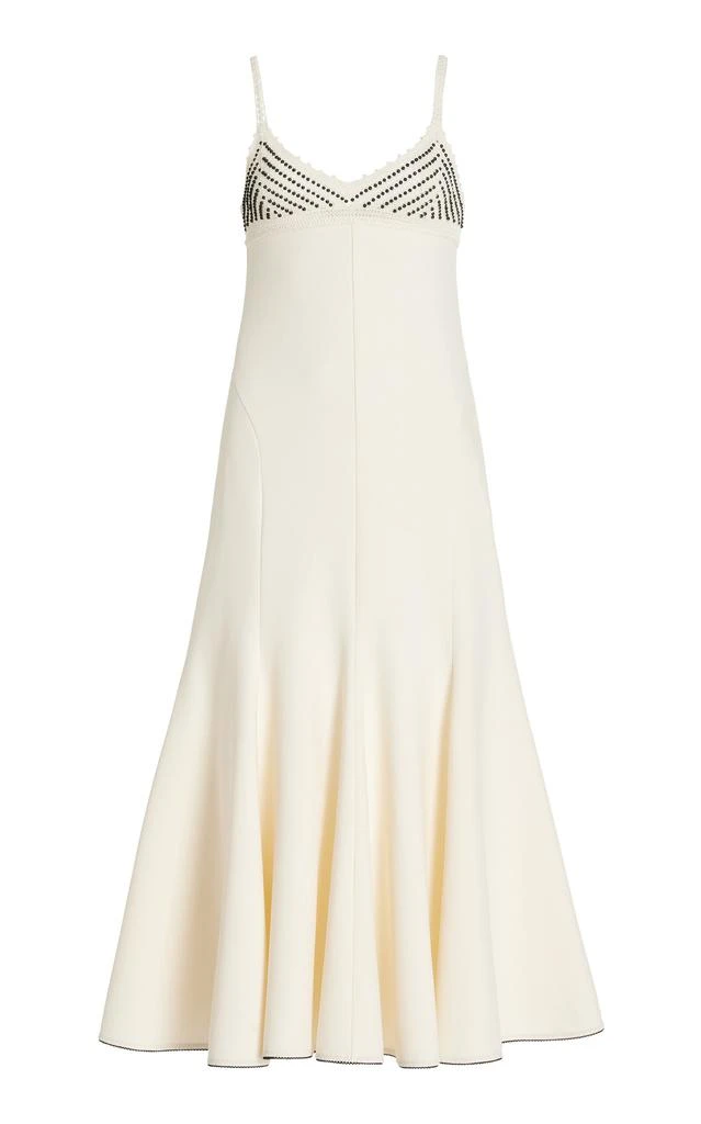 Anna October Anna October - Devi Bead-Embellished Knit-Crepe Midi Dress  - White - L - Moda Operandi 1