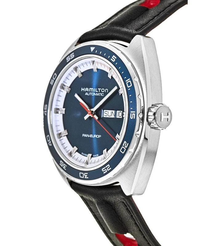Hamilton Hamilton American Classic Pan Europ Auto Blue Dial Leather Strap Men's Watch H35405741 3