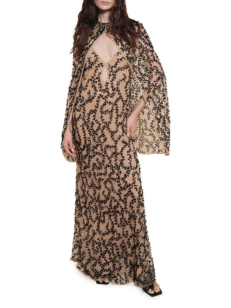Johanna Ortiz Mesh Reinvention Maxi Dress - Nude/Black Mesh - 4