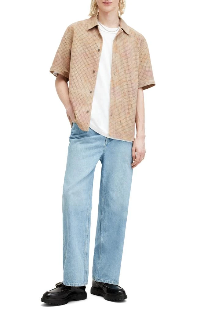 ALL SAINTS Dante Perforated Leather Camp Shirt 5