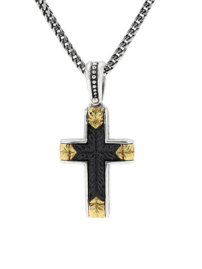 Konstantino Laconia Sterling Silver, 18K Yellow Gold & Onyx Cross Pendant 1