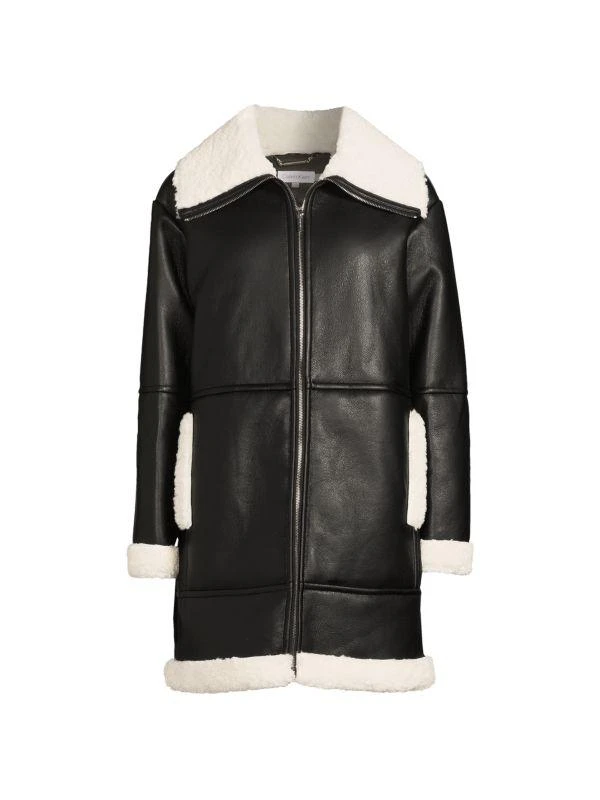 Calvin Klein Faux Leather & Faux Fur Moto Coat 3