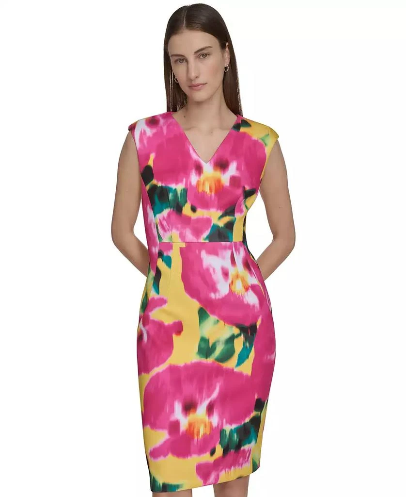 Calvin Klein Women's Floral-Print Scuba Sheath Dress 2
