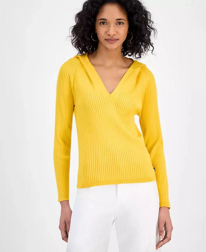Nautica Jeans Women's Ribbed Hoodie Sweater 1