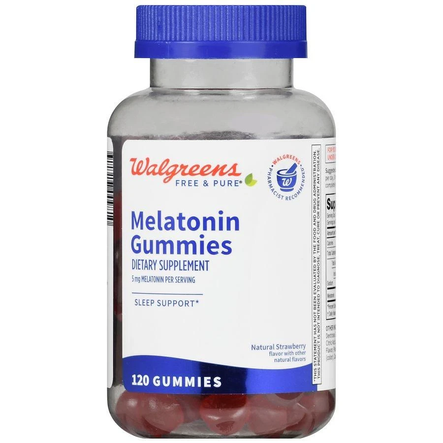 Walgreens Free & Pure Melatonin 5 mg Gummies (60 days) Natural Strawberry 2