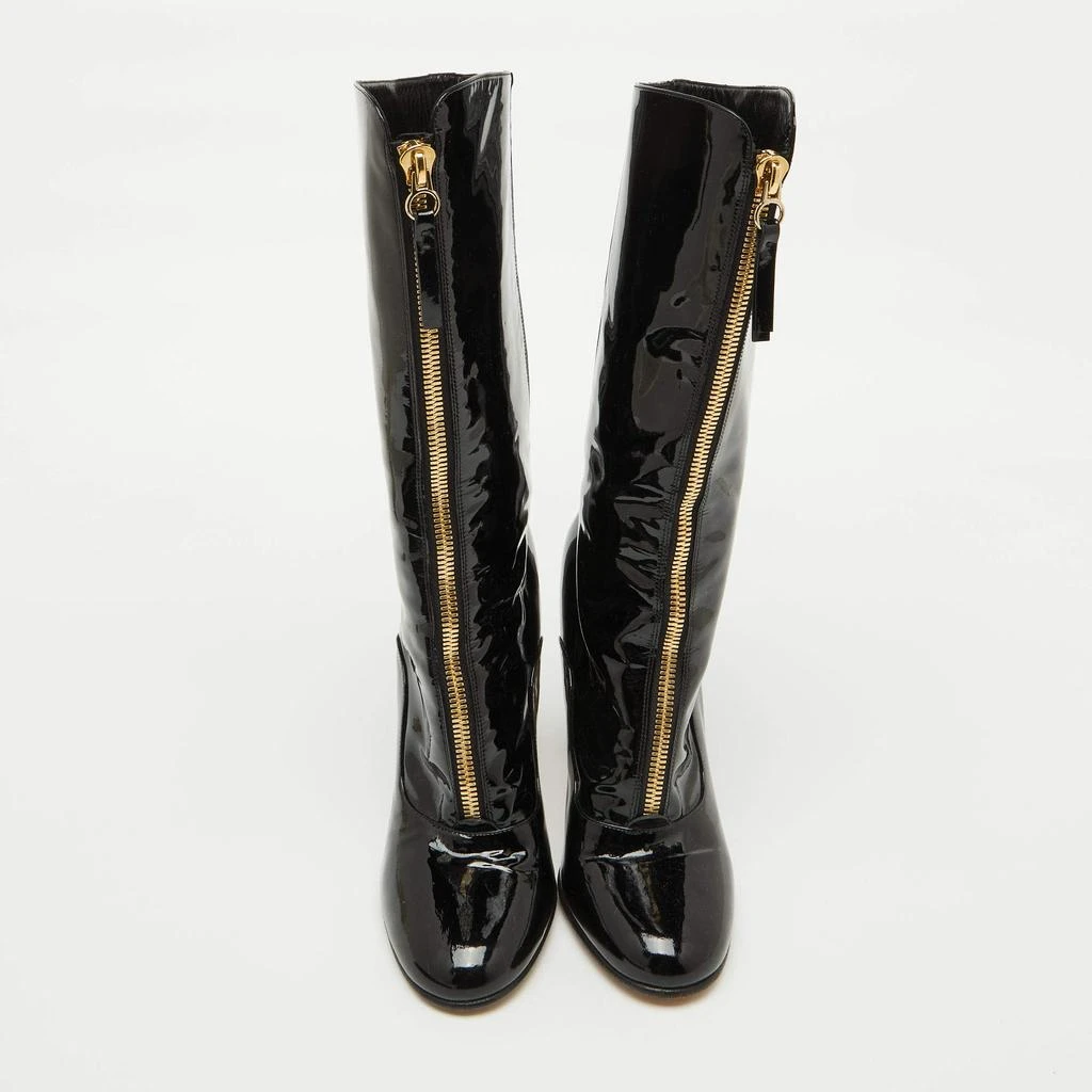 Valentino Valentino Black Patent Leather Zip Detail Mid Calf Length Boots Size 40 3