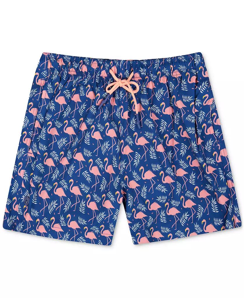 Sunset and Vines Men's Flamingo-Pattern Woven Swim Trunks