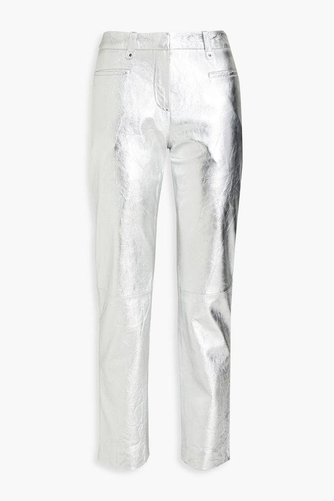 Muubaa Crinkled metallic leather slim-leg pants