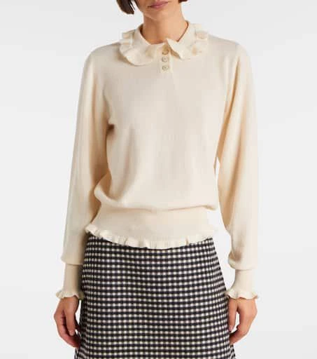 Valentino Ruffled cashmere polo sweater 6