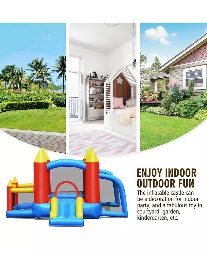 Gymax Inflatable Bounce House Slide Jumping Castle Soccer Goal Ball Pit Without Blower 3