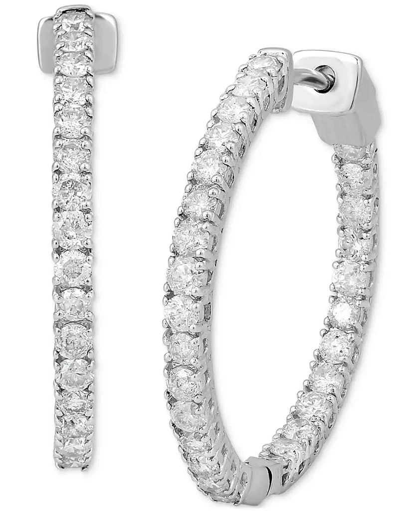 Macy's Diamond In & Out Small Hoop Earrings (1-1/2 ct. t.w.) in 10k White Gold 1