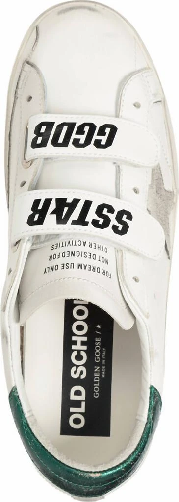 Golden Goose Women's Old School Sneakers In White, Ice, & Emerald Green 4