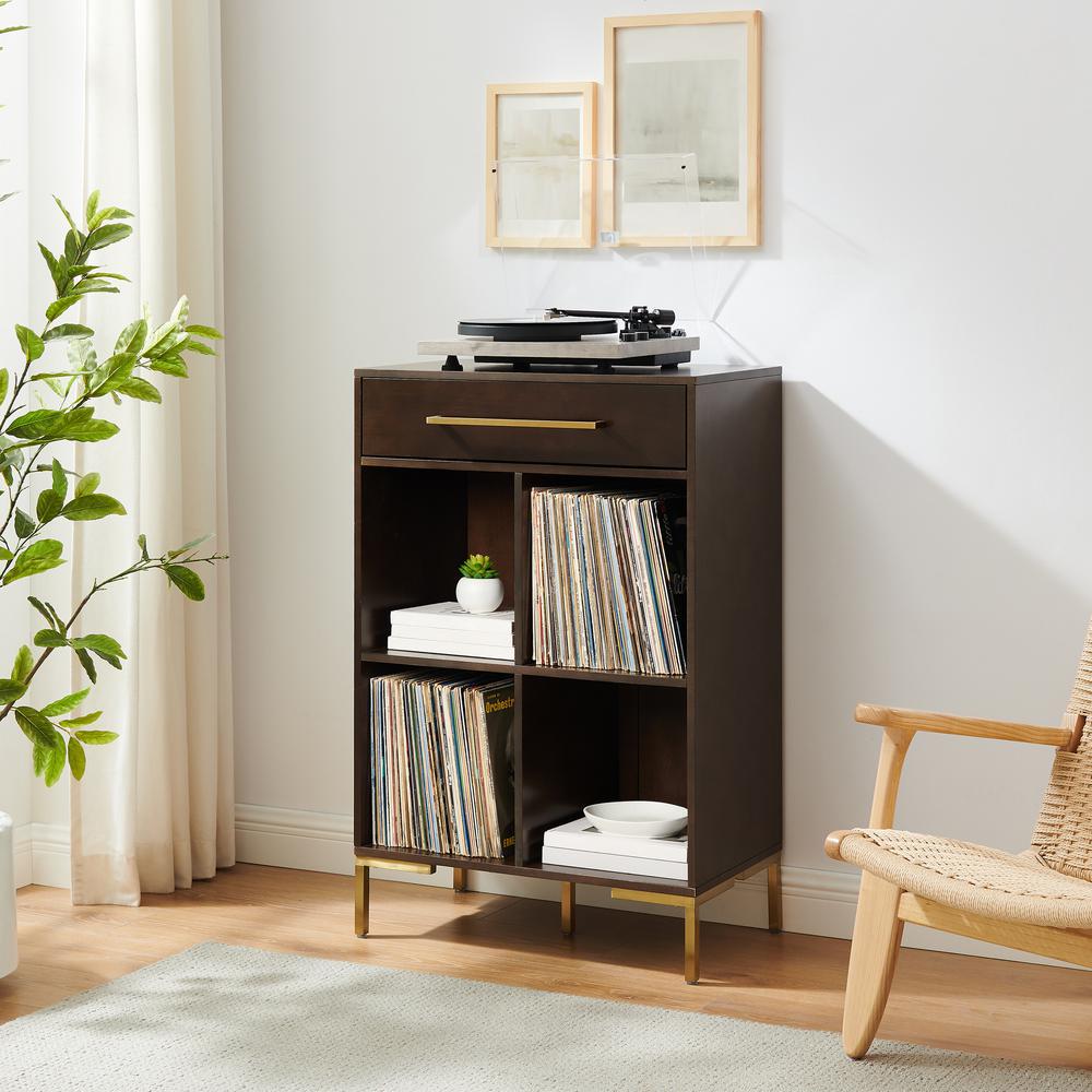 Crosley Juno Record Storage Cube Bookcase Dark Brown