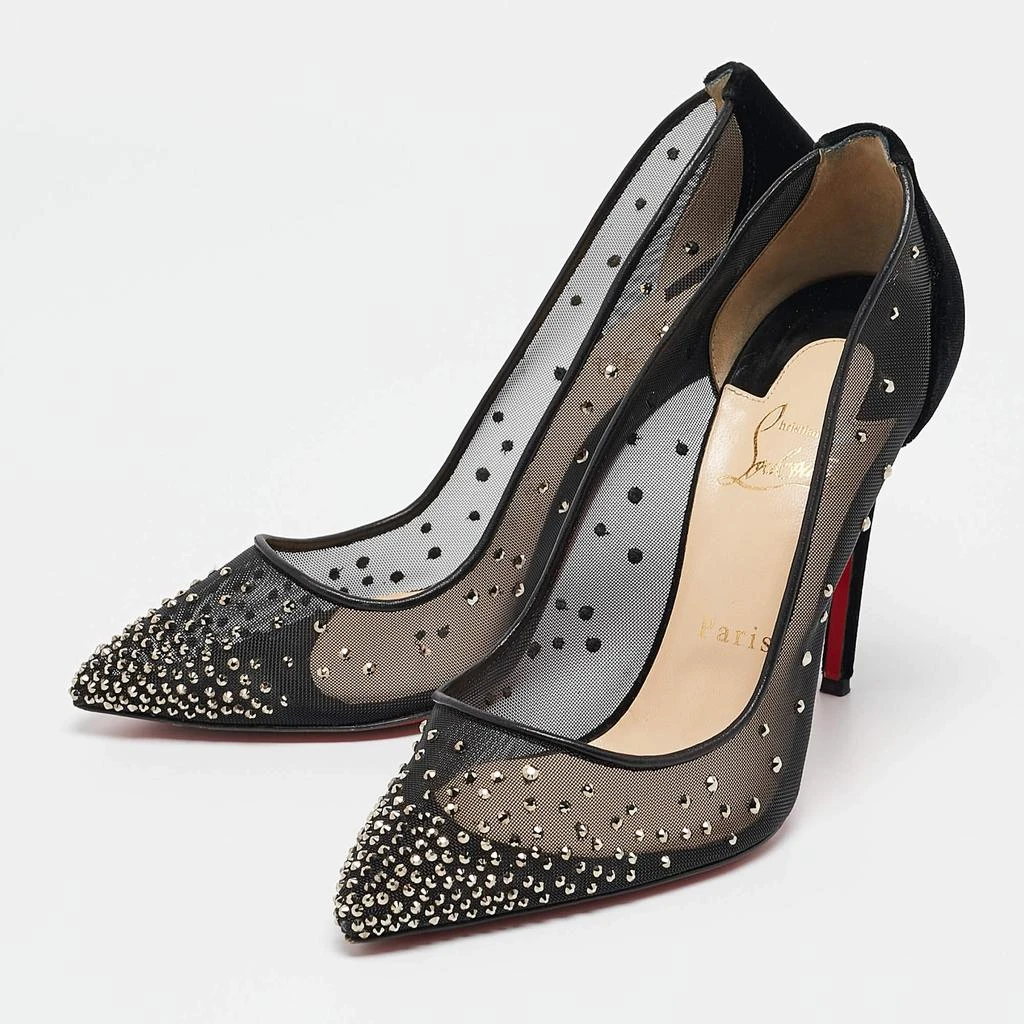 Christian Louboutin Christian Louboutin Black Mesh and Velvet Follies Strass Pumps Size 38.5 2