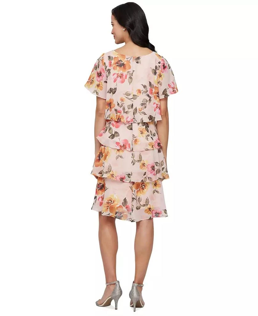 SL Fashions Women's Printed V-Neck Asymmetric-Ruffle-Trim Dress 3