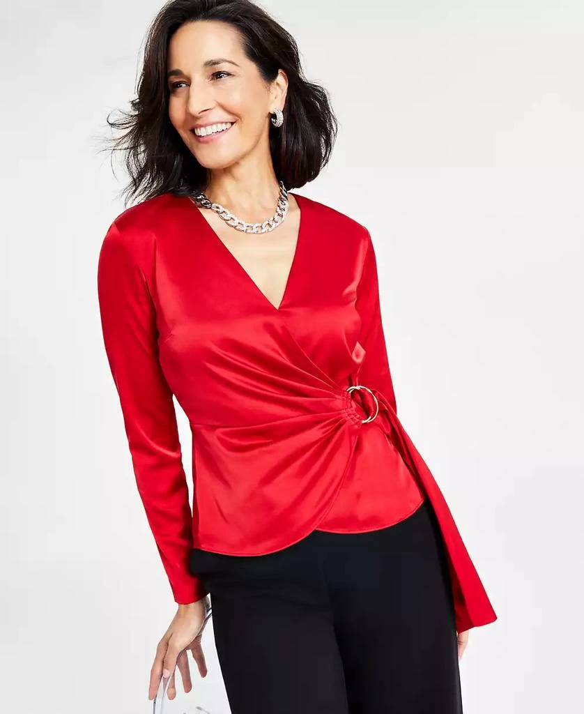 INC International Women's Surplice Satin Blouse, Created for Macy's 1