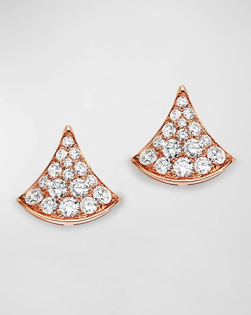 BVLGARI 18K Rose Gold Divas' Dream Pave Diamond Stud Earrings 1
