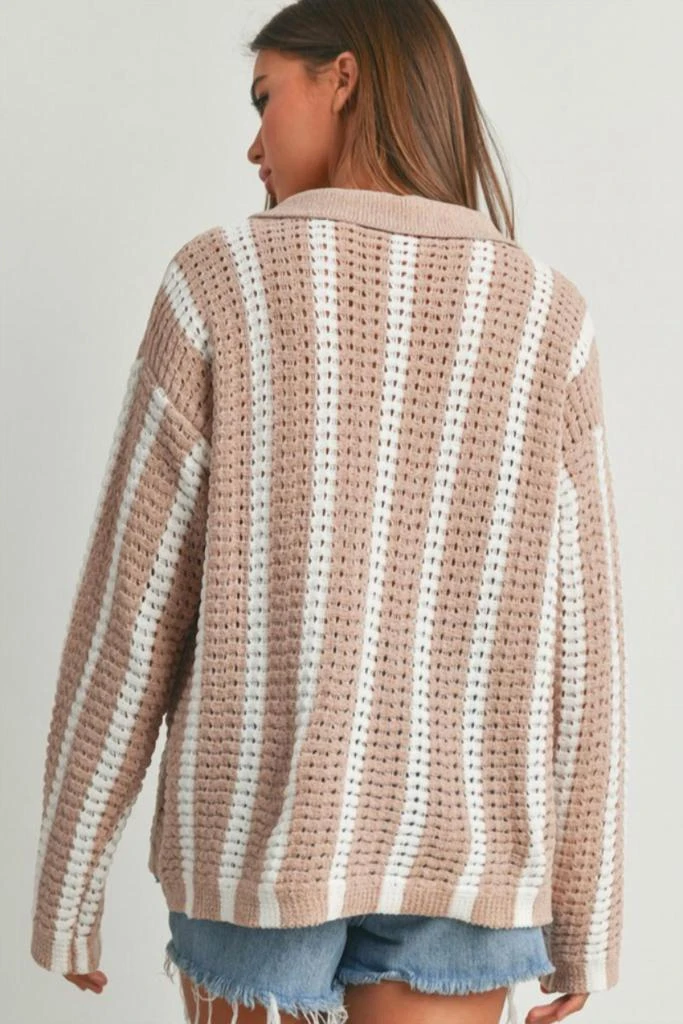 Buttermelon Stripe Button Front Sweater 3