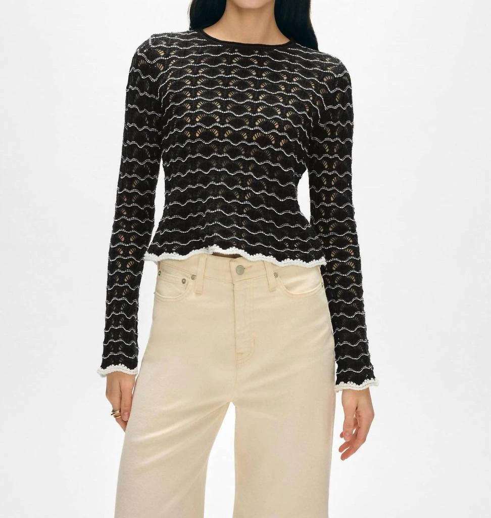 White + Warren White + Warren - Cotton Blend Pointelle Stitch Top 1