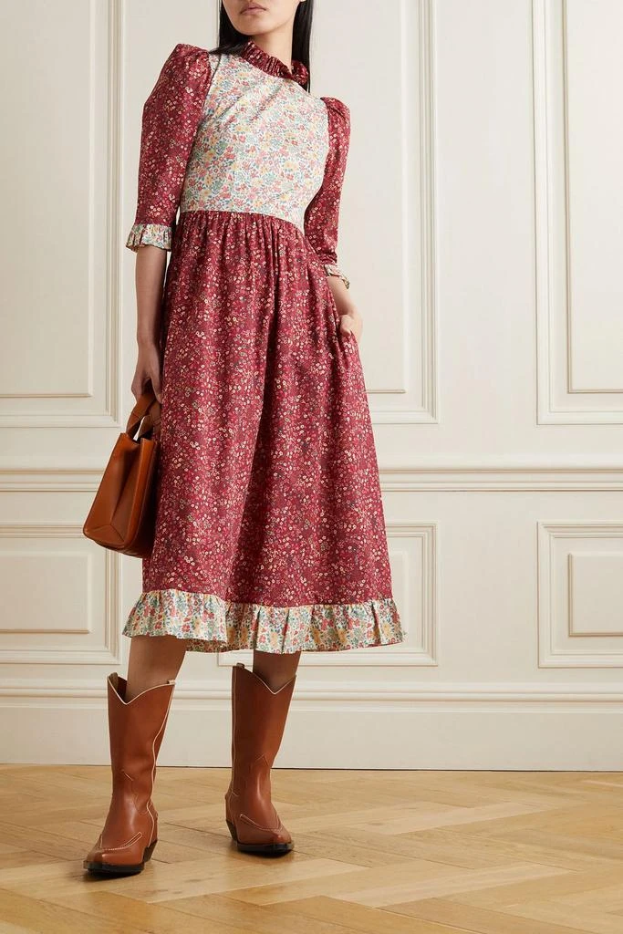 O PIONEERS Clara ruffled floral-print cotton-poplin midi dress 2