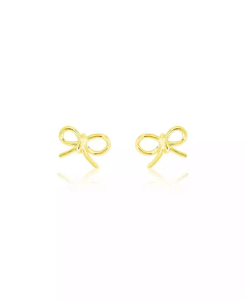 Etoielle Yellow Gold Tone WIre Bow Earrings Mini Studs 1