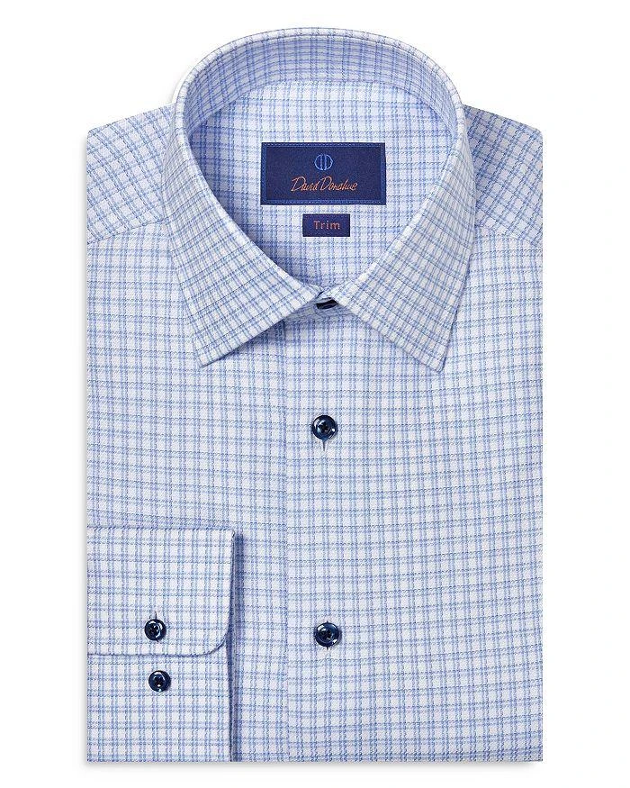 David Donahue Trim Fit Dobby Check Dress Shirt 1