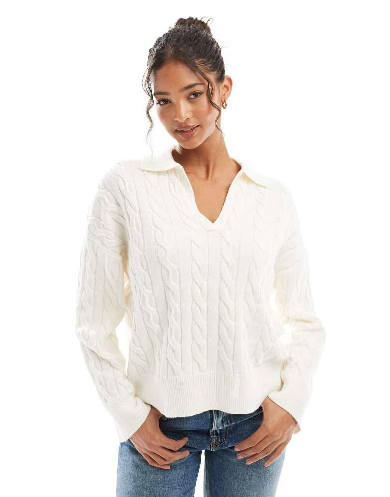 Bershka oversized cable knit jumper in ecru – On Sale Now with Up