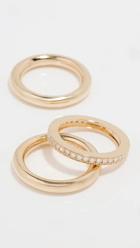 By Pariah Triple Gold Diamond Pink Ring Stack Set 1