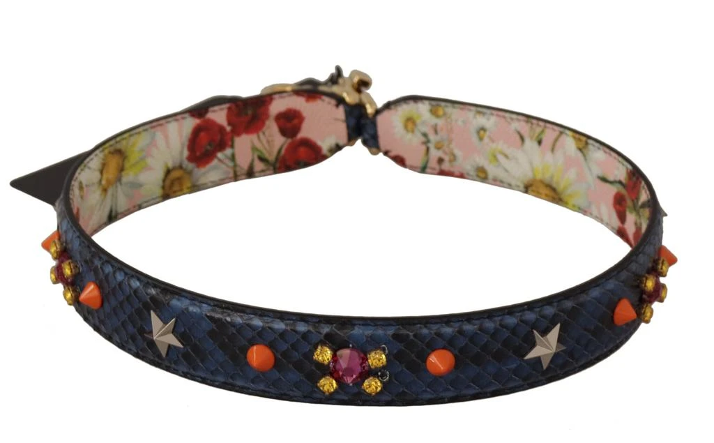 Dolce & Gabbana Dolce & Gabbana Blue Exotic Leather Crystals Reversible Shoulder Strap 3