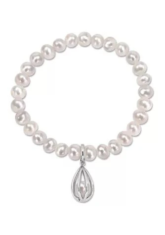 Belk 
Co. Freshwater Cultured Pearl Charm Bracelet in Sterling Silver