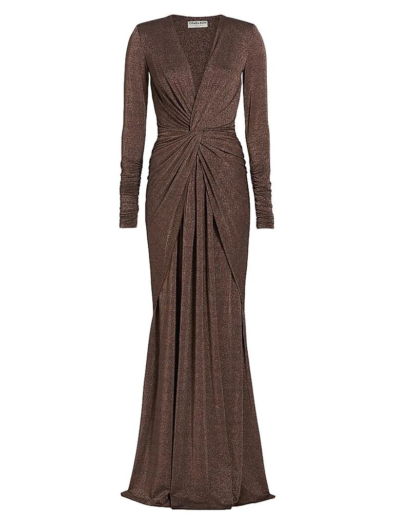 Chiara Boni Hajar Metallic Jersey Twist-Front Gown 1