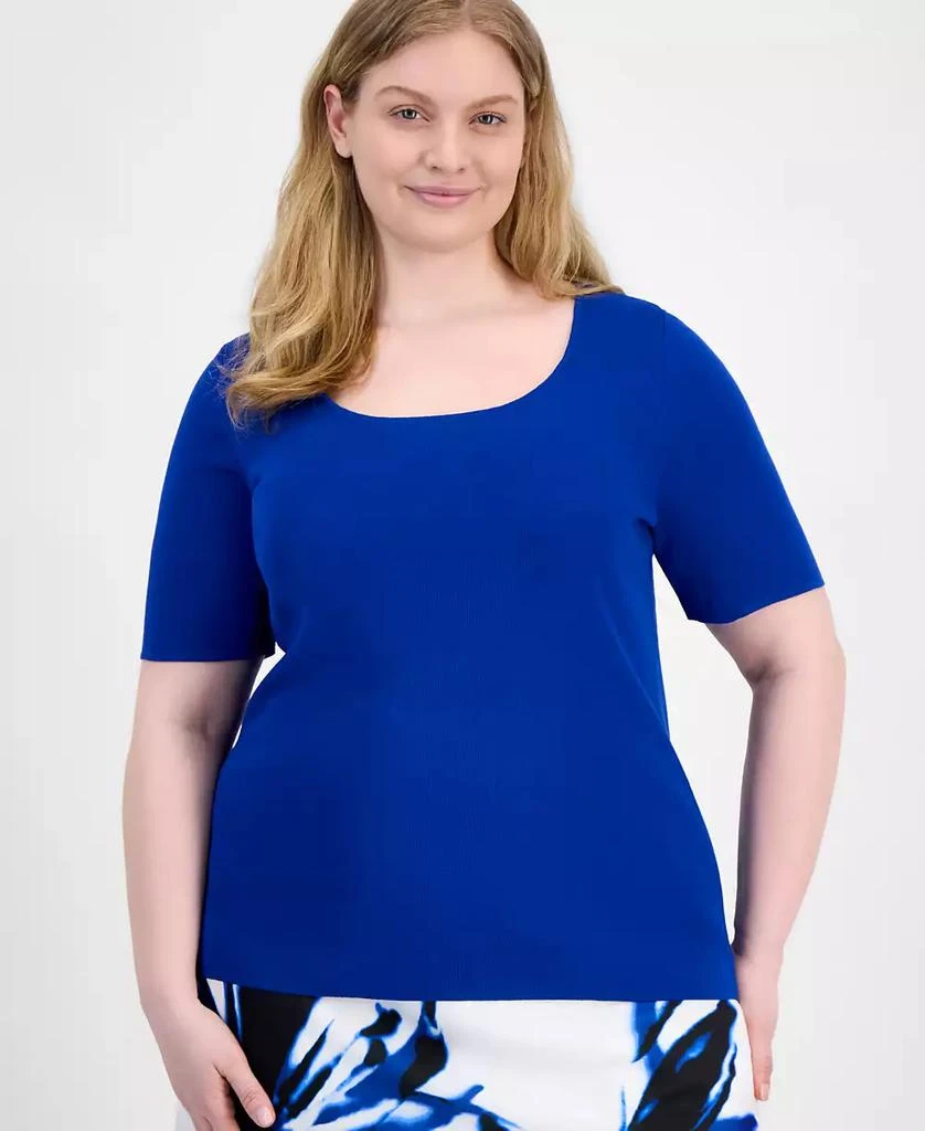 Anne Klein Plus Size Square-Neck Sweater 3