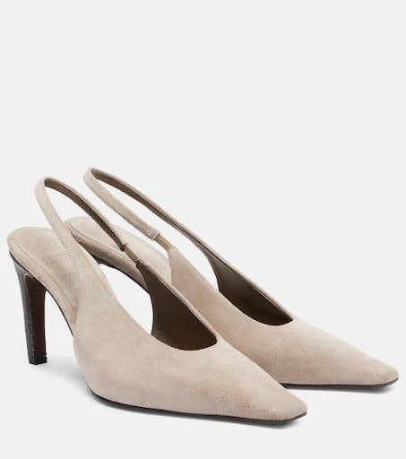 Brunello Cucinelli 80 Monili suede slingback pumps 1