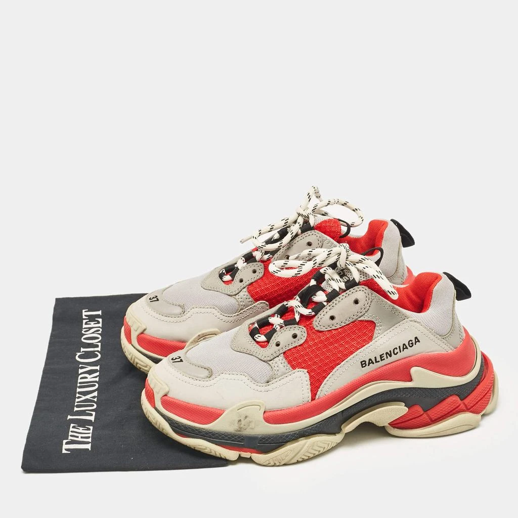 Balenciaga Balenciaga Grey/Red Faux Leather and Mesh Triple S Sneakers Size 37 9