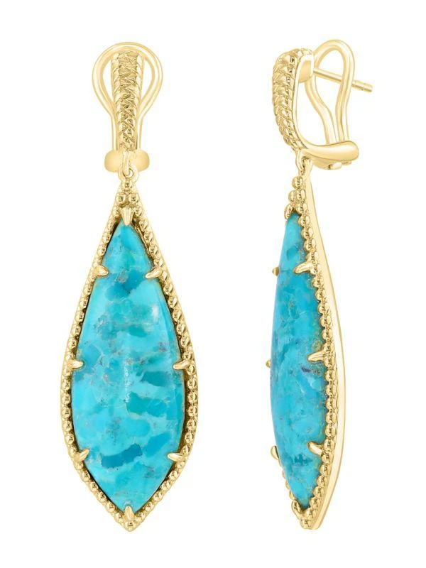 Effy ENY 14K Goldplated Sterling Silver & Turquoise Drop Earrings 1