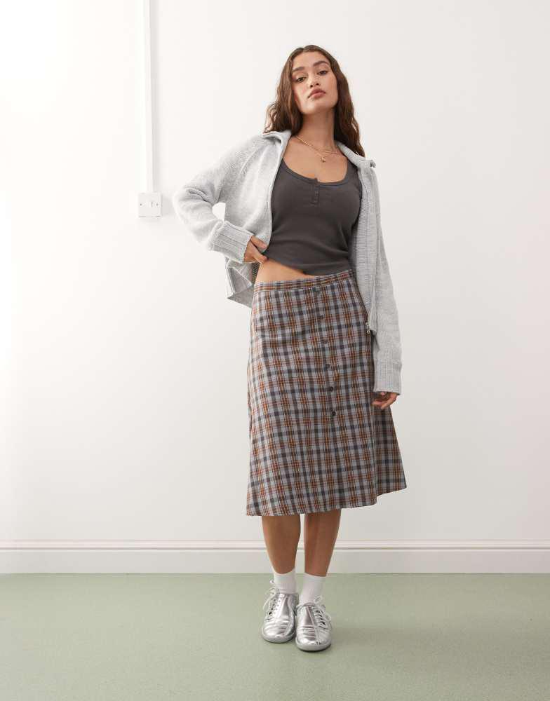 COLLUSION COLLUSION spliced midi skirt in check