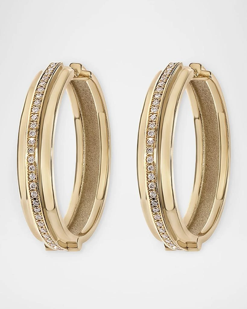 Azlee 16K Yellow Gold Staircase 3 Tier Hinged Diamond Huggie Earrings 1