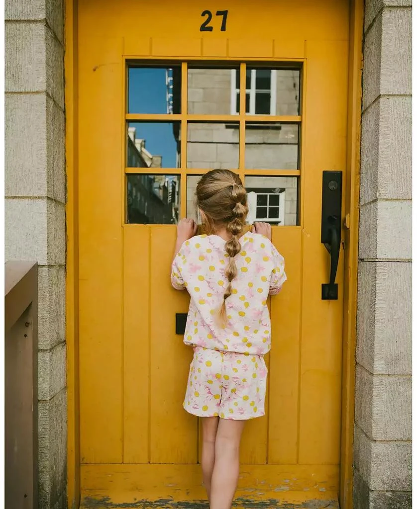 Deux par Deux Toddler Girls French Terry Sweatshirt Pink Printed Daisies 3