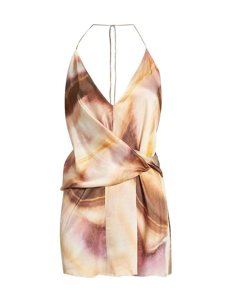 Significant Other Lacey Abstract Print Satin Tie-Waist Minidress 1